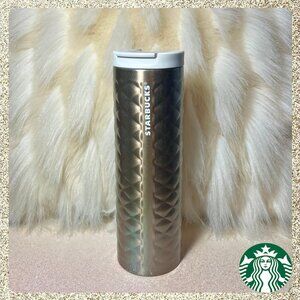 🎄✨ NWT Starbucks 2025 Holiday Glittery Silver Quilted SS 16oz Bottle Tumbler